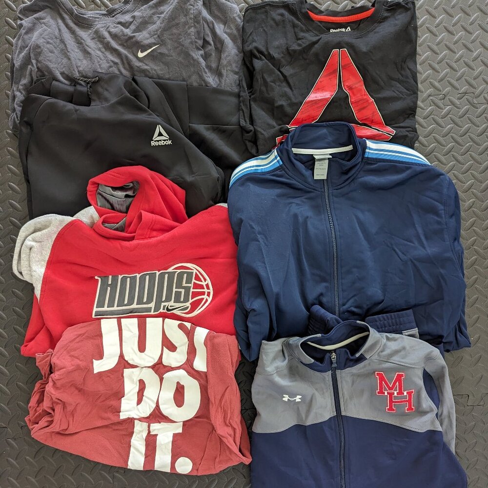 Lot of Mixed Mens Boys Nike Champion Reebok Jackets Shirts 7 Pc Reseller Bundle